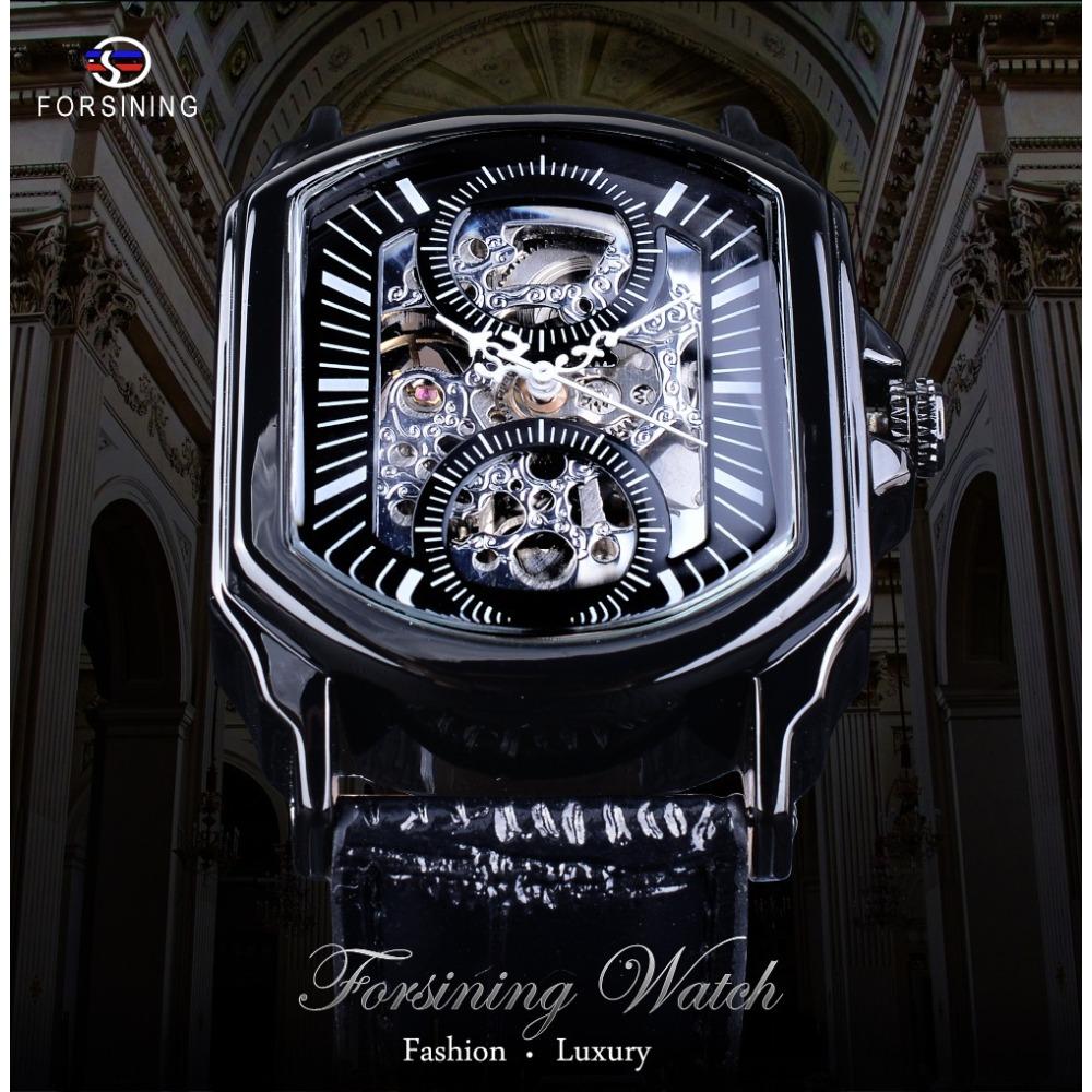 Forsining Men's Fashion Casual Hollow Mechanical Movement Automatic Mechanical Watch SLZe118