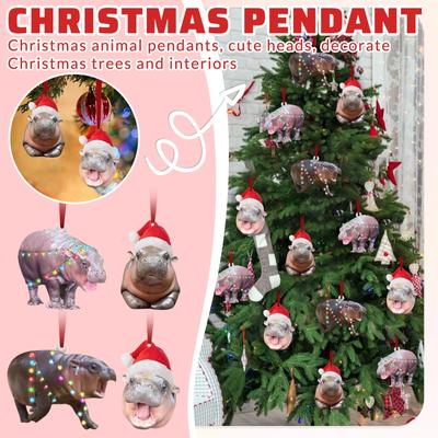Kreativer Acryl-Nilpferd-kleiner Anhänger, Weihnachtsbaum-Dekorationsanhänger, kleiner Anhänger