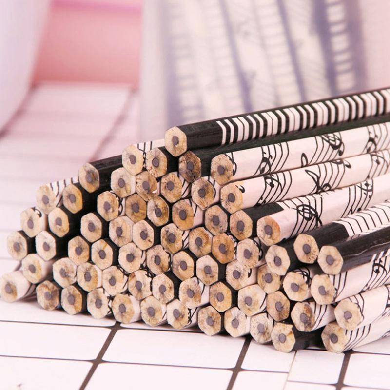 12Pcs Cute Music Notes Piano Hb Wooden Standard Pencils Students Painting Pencil