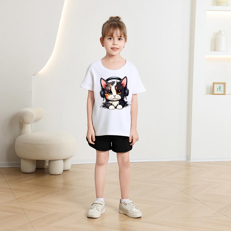 Kid T Shirt 2-13Y Fashion Printed T-shirt Round-neck Short-sleeve T-shirt Kids 100% Cotton Clothes