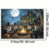 2D Halloween Themed Backdrop, Pumpkin Head Gentlemen Haunted Mansion Party Decor