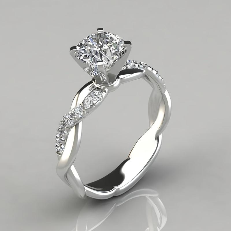 1Square Synthetic Zirconia Princess Ring Birthday Gift Wedding Anniversary Gift Surprise Gift Engagement Gift for Girlfriend Valentine's Day for Male