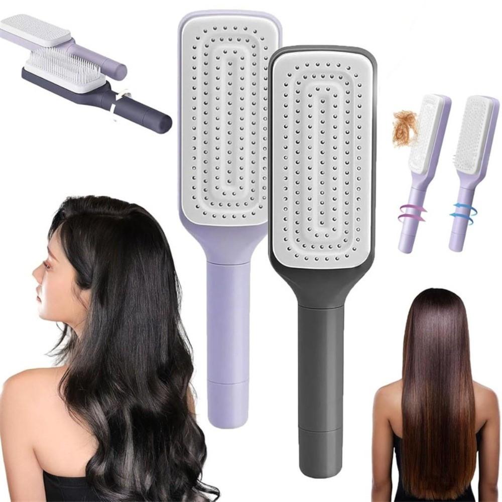 One Key Cleaning Airbag Hair Brush Rotatable Retractable Hair Comb Scalp Massage Brush for Women