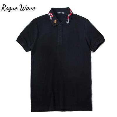 RogueWave High New Novelty Embroidery Snake Bee Collar Fashion Casual Polo Shirts Shirt Skateboard Cotton Polos Top Tee
