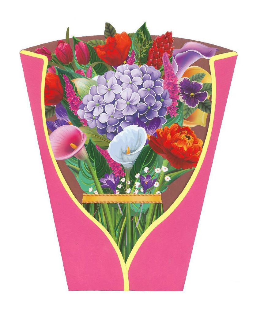 3D Pop-up Mother's Day Greeting Card with Hand-held Flowers