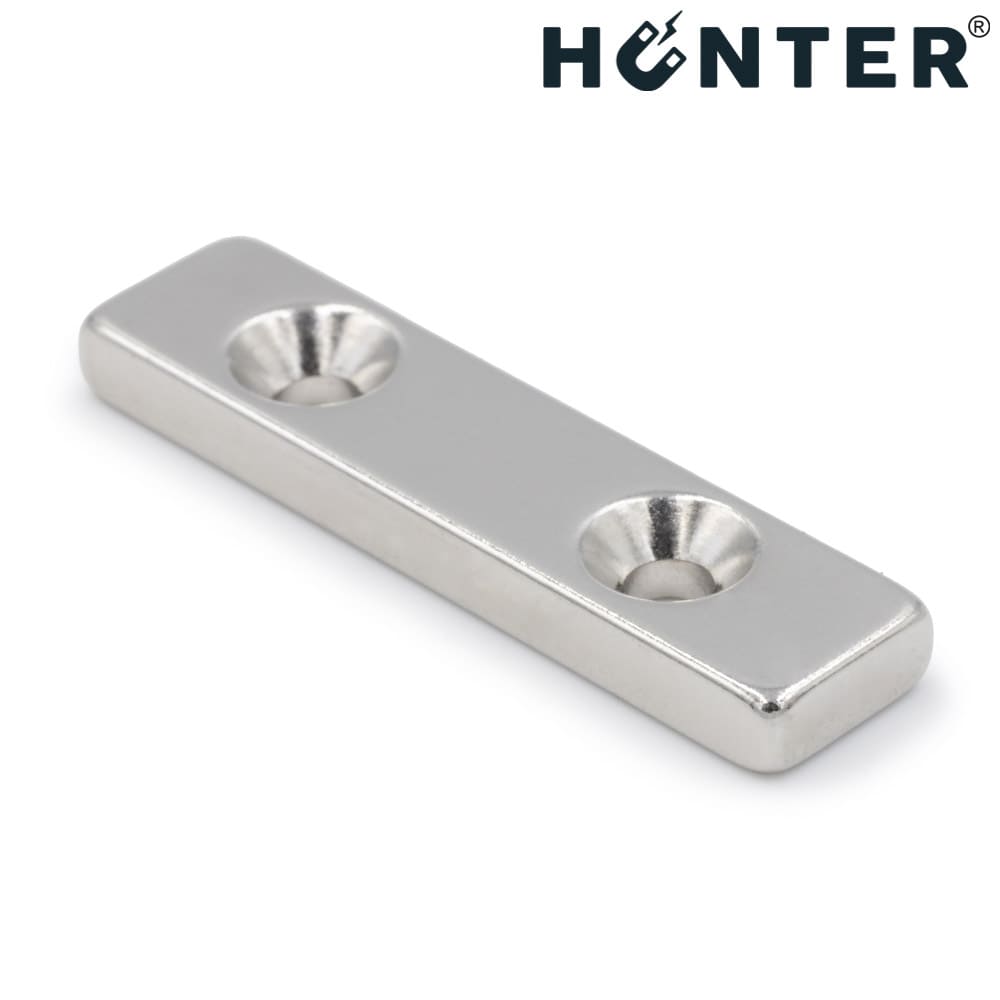 Hunter Rectangular Neodymium Plate Magnet with Screw Holes 40x10x4mm