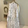 European and American Women's Clothing Cross-border Foreign Trade 2026 Autumn New Boat Collar Waist Long Dress Sweet Mesh Fresh Dress