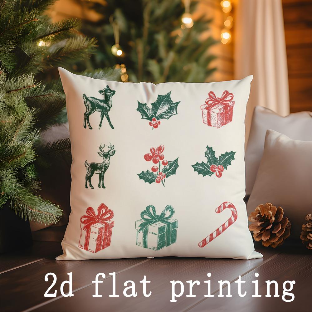 

Home Decor Christmas Trees Pattern Pillowcase Suitable For Sofa Bedroom Car Pillow Cover Cushion Rectangular Back Cushion 16x16Inch
