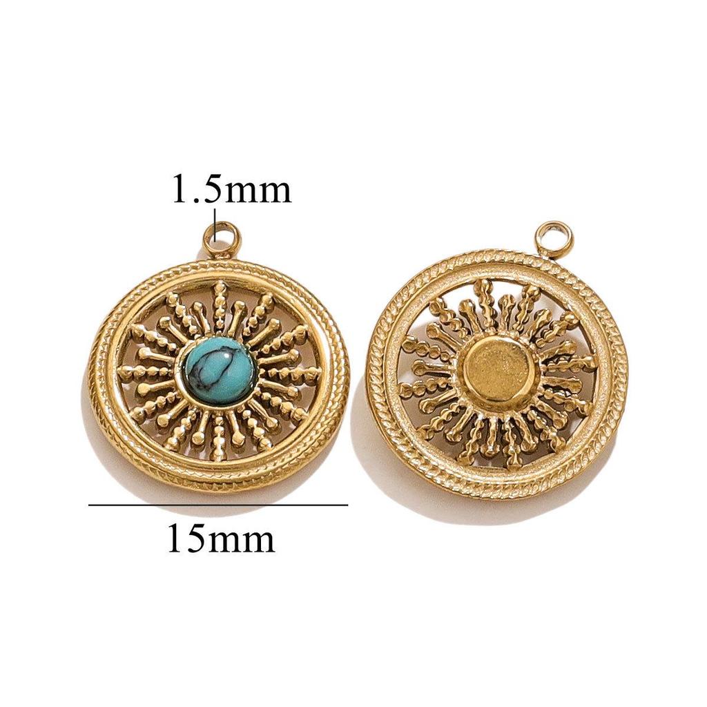 Minimalist Retro Turquoise Stone Pendant Necklace & Earrings Set