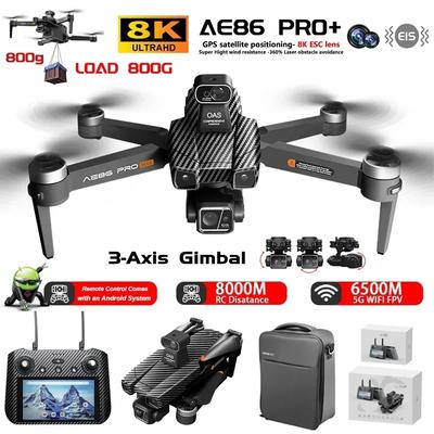 AE86 PRO Max Professionelle Drohne mit 8K HD-Kamera 3-Achsen-Gimbal Luftaufnahmen Hindernisvermeidung FPV GPS Dron RC Quadcopter