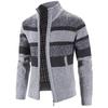 2024 Men's Stand Collar Color Block Plus Velvet Thick Sweater Jacket, Autumn/Winter Collection
