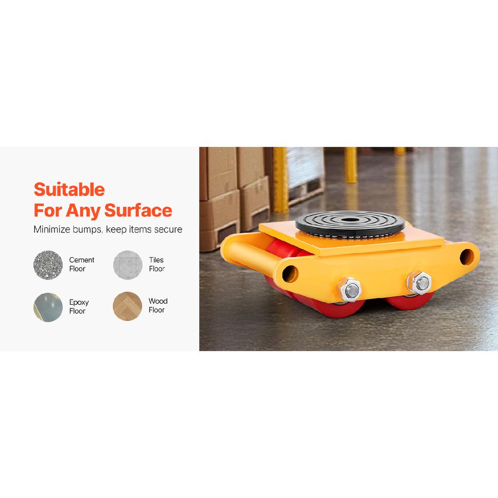 SucceBuy All-Steel Industrial Machinery Mover Pallet Trolley 6T Small Carrying Tank W/ 360Degree Rotation for Transporting Cargo