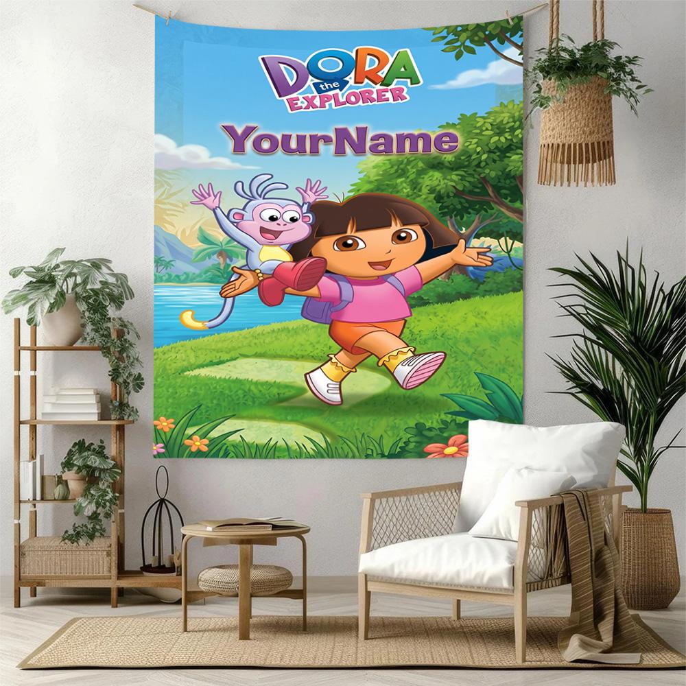 Dora Explorer Custom Your Name Wall Decor Tapestry Art For Pet Memorial Birthdaywedding Party Backdrop Family Gift