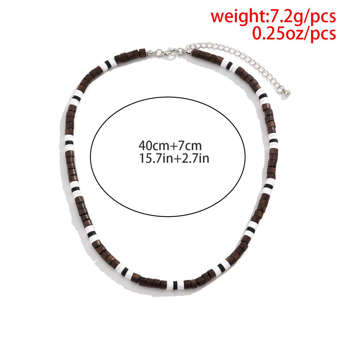 

Bohemian Polymer Clay Bead and Wood Bead Men s Necklace Choker