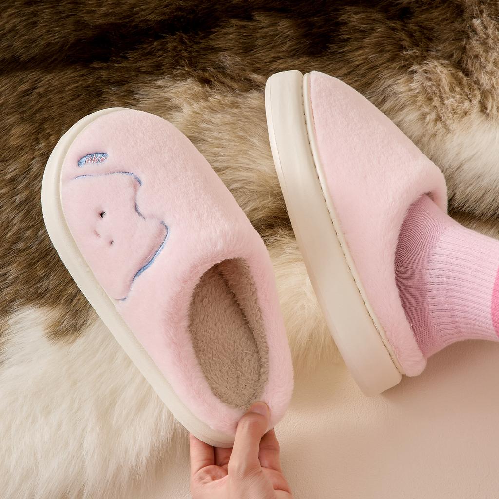 Cartoon Women Home Slippers Plush Warm Thick Bottom Slides Cute Soft Non-slip Slippers Indoor Outdoor Men Casual Slippers