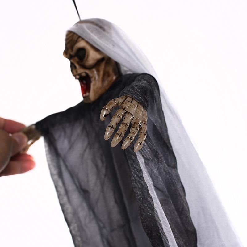 Lumini LED de Halloween Fantomă agățată cu sunet de groază și lumină Recuzită înfricoșătoare animatronică pentru petrecerea acasă, în interior, în exteriorul curții