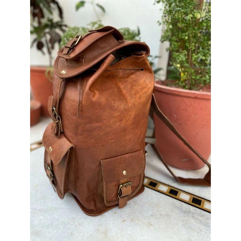 Vintage Genuine Leather Bag Rucksack Backpack Travel Men's New Laptop