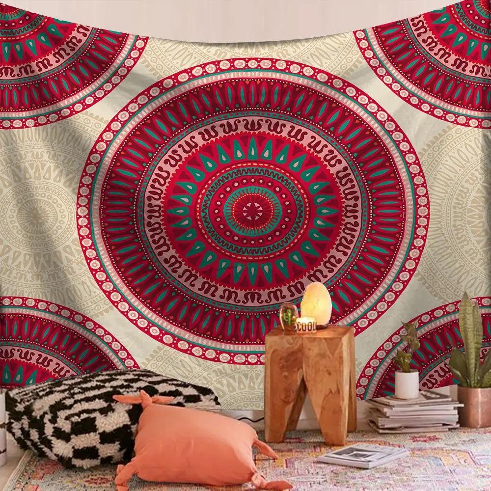 VIKAMA Vintage Ethnic Style Tapestry Elegant Printing Bohemian Style Bedroom And Living Room Decorative Tapestry