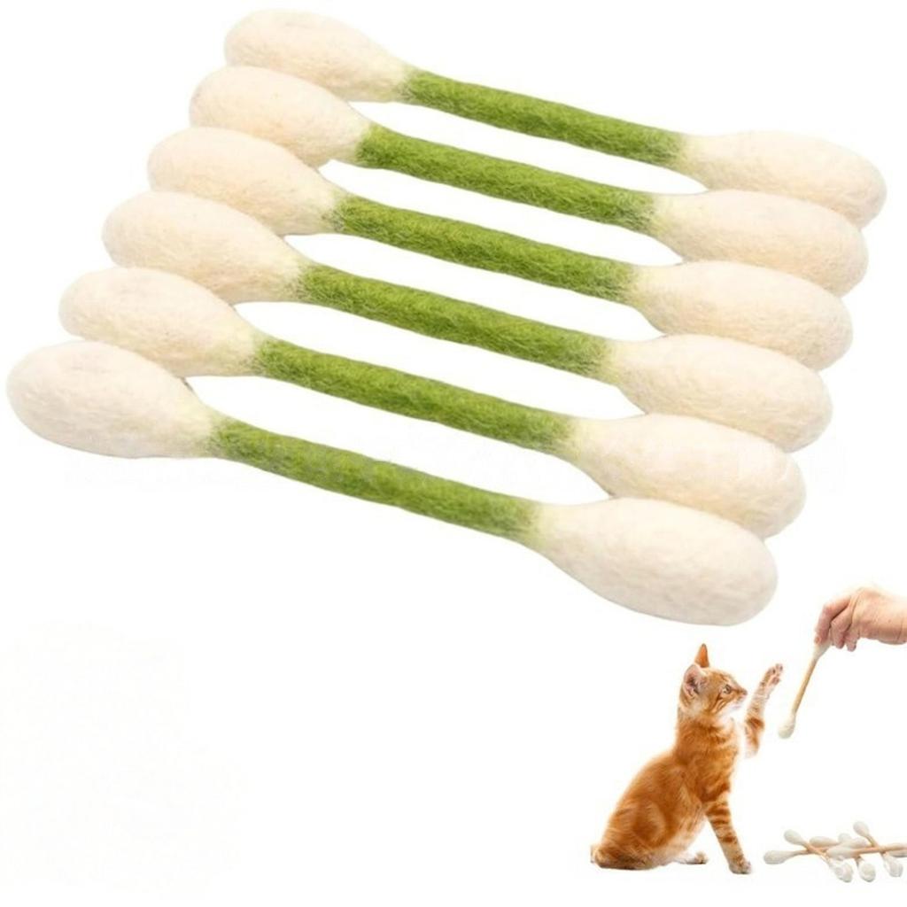 Cotton Swabs Toys With Catnip, 6 Pk Giant Chew Sticks For Indoor Boredom, Ropes, Big Interactive Play Lover Gift Accessories