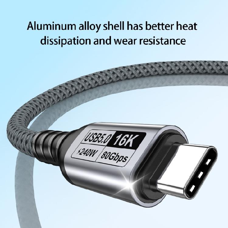 USB5.0 Type C To Type C Cable Delivers 16K60Hz Screen Mirroring 80Gbps Fast Data Transfer 240W Rapid Charging Wire