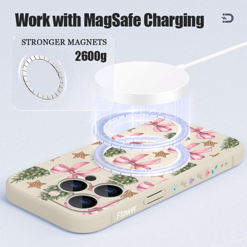 Colorful Bowknots Pattern Case For iPhone 17 Pro Max iPhone 16 15 14 13 Pro Max Magnetic For Magsafe Soft Silicone Phone Back Cover