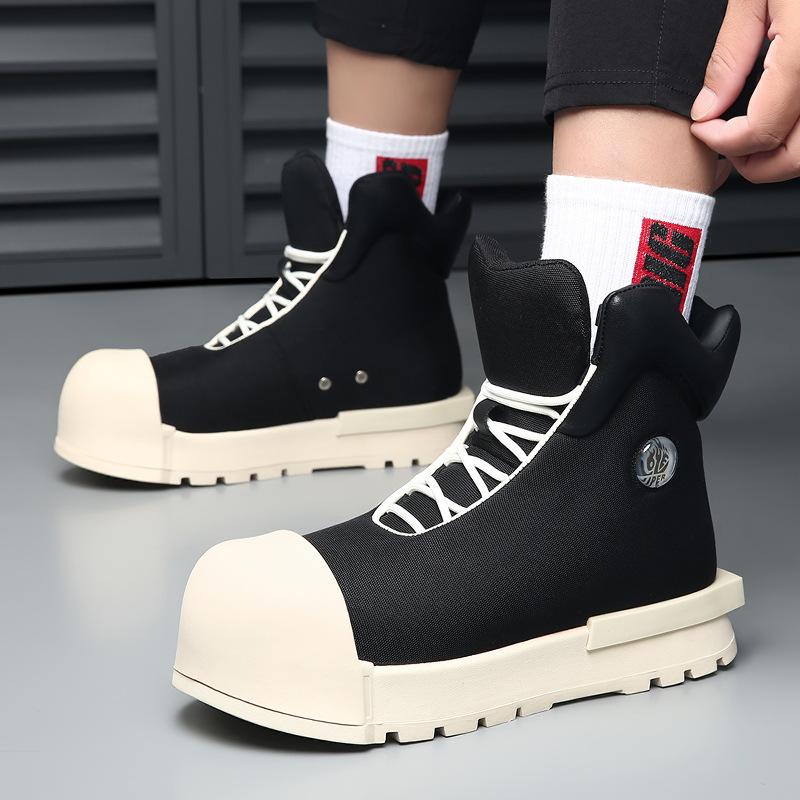 2024 nye Mickey sko med stort hode damepar stygge søte brødsko tykk såle ensfarget høy topp støvler sport og fritidssko