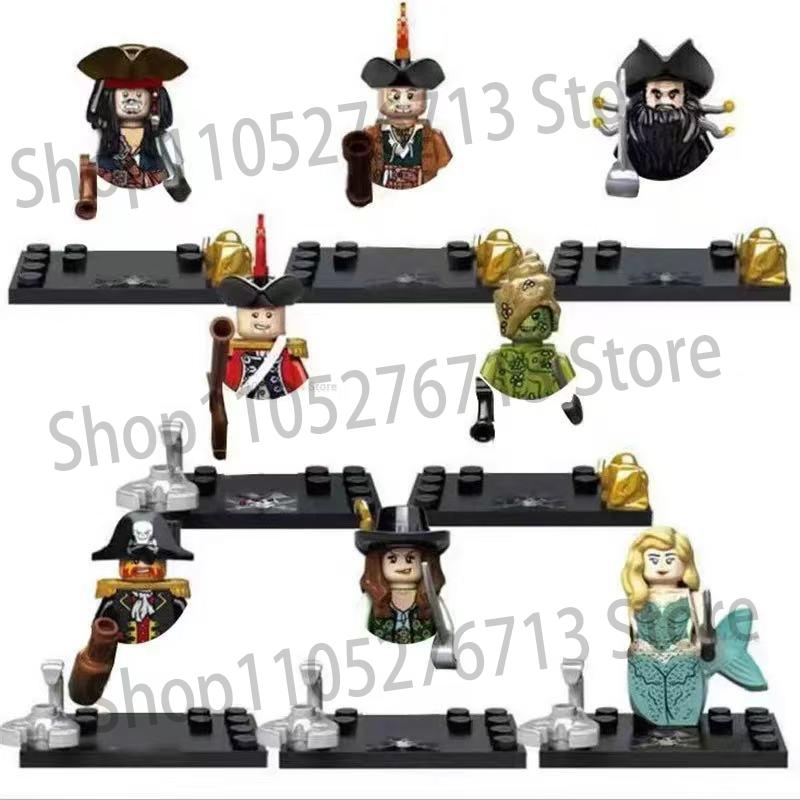 Classic Movie Pirates of the Caribbean Figures Building Blocks Sets Captain Jack Sparrow Davy Jones Accessories Children's Toys
