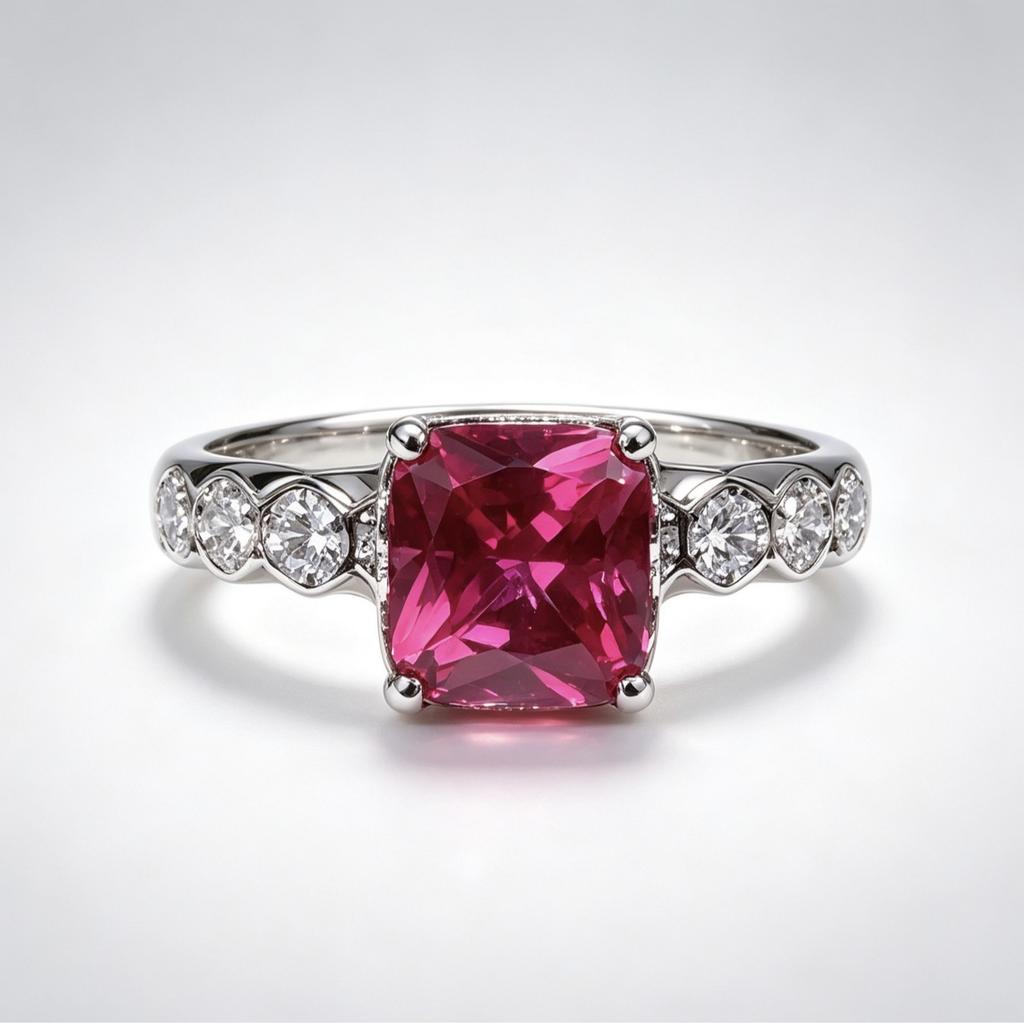 Princess square diamond live adjustable ring small versatile colored treasure ring for girlfriend Qixi Festival gift