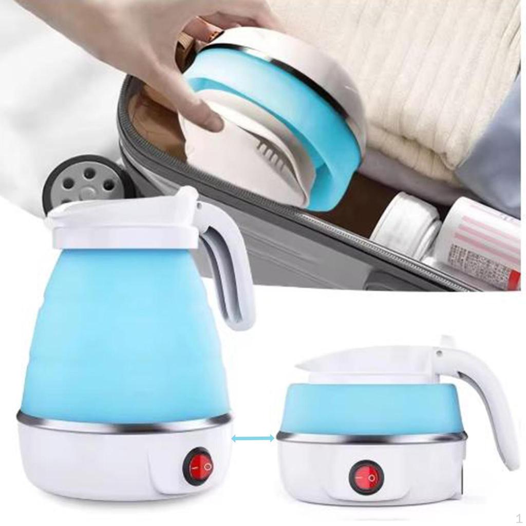 Travel Folding Electric Kettle 600ml Silicone Lightweight Small Water Boiler White