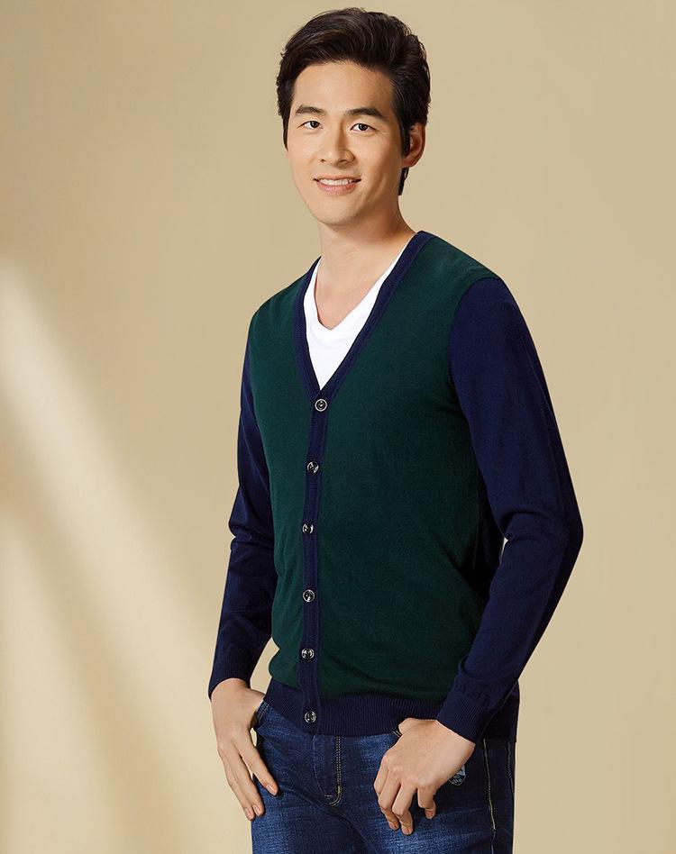 Goldbergh Men's Autumn Red Color Block Cardigan Sweater