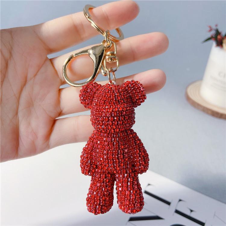 Creative Diamond Studded Teddy Bear Keychain, Japanese and Korean Cartoon Doll, Cute Internet Celebrity Car Keychaindiamond Bag