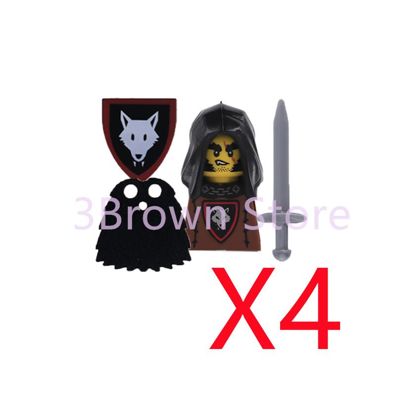 MOC Medieval Building Blocks Castle Knights Army Soldiers Warrior Accessories Warhorse Helmets Shields Armor Toy Gifts S036 DIY
