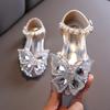 Summer Girls Rhinestone Bow Fashion Sandals Children Glitter Pearl Flat Princess Shoes Cute Kids Breathable Beach Sandals I06196