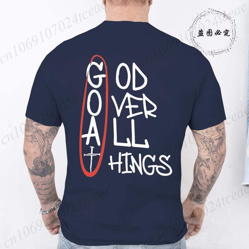 Mens God Over All Things Printed TShirt Oversized Vintage Clothing Graphic Tees for Men Women Short Sleeve Summer Shirts Tops