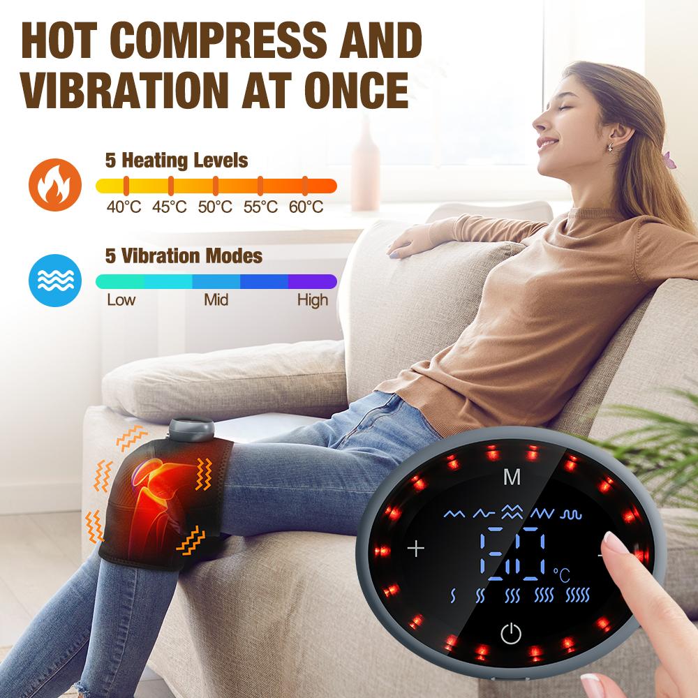 New Electric Heating Knee Massager 5 Modes Rechargeable Neck Shoulder Knee Massager Warm Massage Vibration Pressing Intelligent