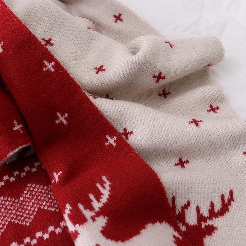 Christmas gift red deer scarf female versatile autumn winter warm lengthened student cute skin-friendly scarf