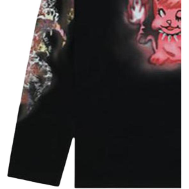 We11done Printed Crew Neck Long Sleeve T-Shirt Unisex Tops WD-TT3-23-781-U-BK