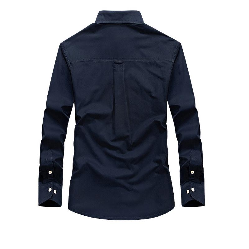 Herren Langarmhemd Frühling Locker Lässig Herren Baumwolle Militärhemd Armeegrün Hemden Herren