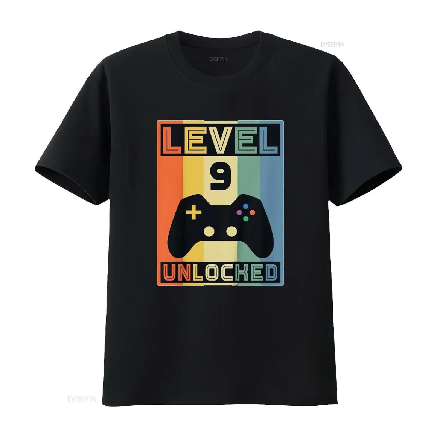 Kids Level 9 Unlocked Video Gamer 9th Birthday Gaming Womens T Shirt White vintage Washed Slightly Stylish Casual graphic S