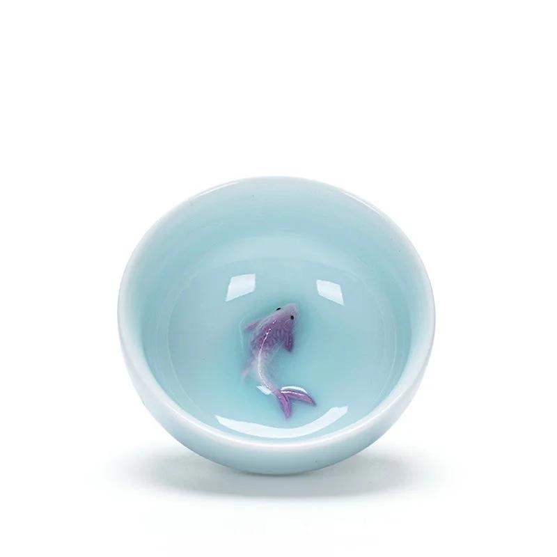 Porcelain Celadon Fish Teacup Small Carp Teacups Kung Fu Teaware  Accessories Personalised Ceramic Oolong Tea Tasting Utensils