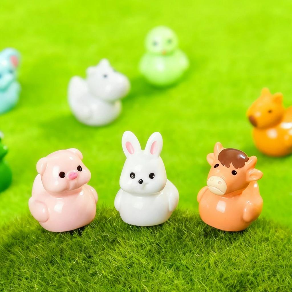 Non-Toxic 8/16Pcs Animal Duck Figurines Collection Resin Kapibara Rabbit Snake Pig Decor For Fairy Garden Christmas Gift