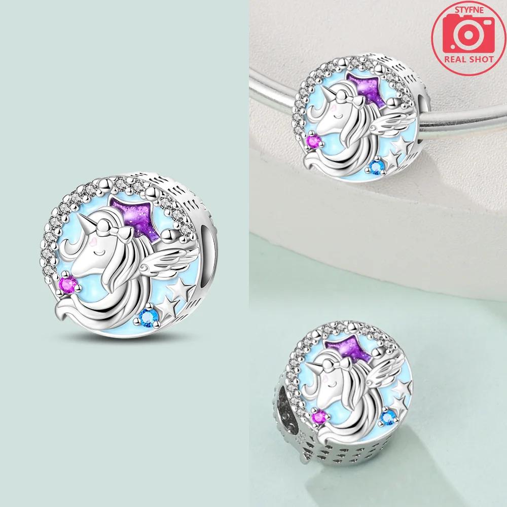 Charmsoriginales Pink Wonderland Unicorn Beads Fit Diy Heart Accessories Bracelet Jewelry Making Women'S Bags