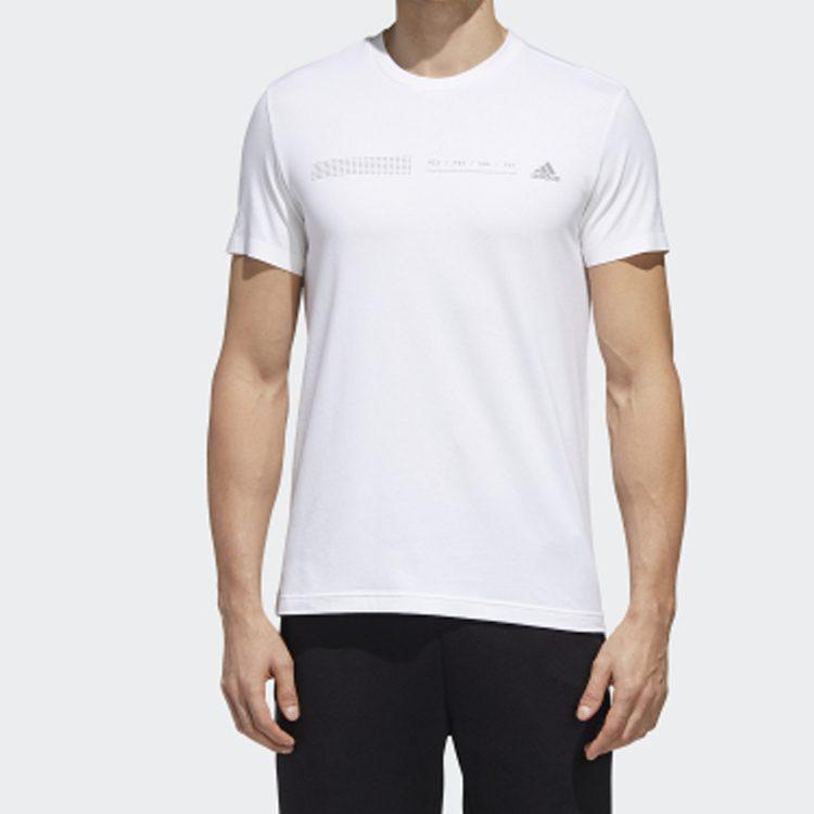 adidas T Shirts Men's White Crew Neck Moderate Straight Fit GL5622