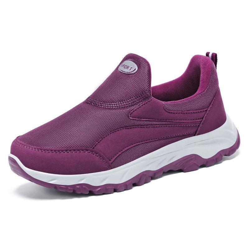 Women's Slip-On Walking Shoes for Couples, Casual Style for Middle-Aged & Elderly, Soft Sole, Shallow Mouth Design