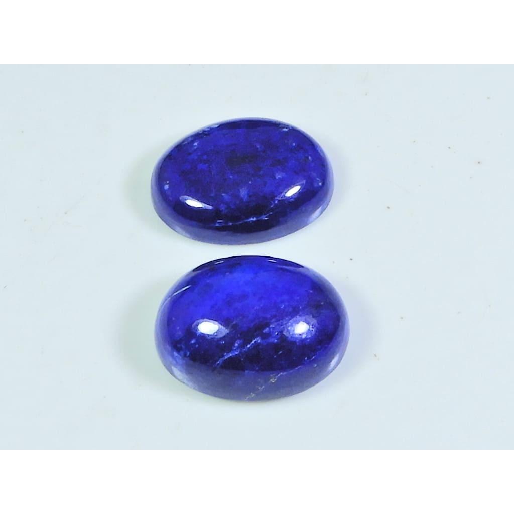13X18MM Natural Lapis Lazuli Oval Cabochon Loose Gemstone 2Pcs Lot 27Cts. A-503