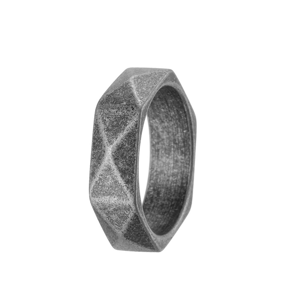 Trendy Distressed Stainless Steel Men's Retro Style Fashion Ring