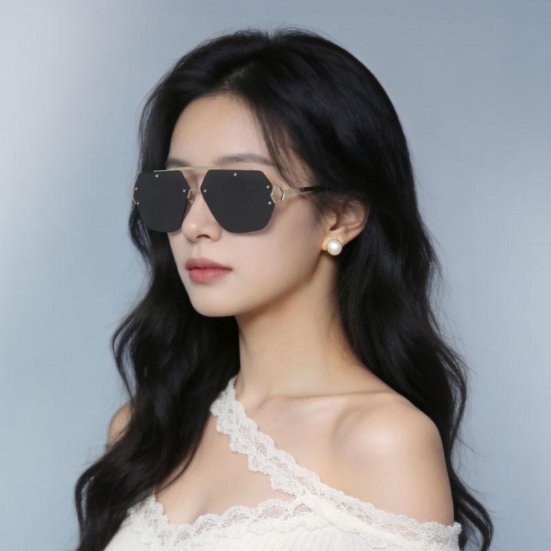Frameless Polygon Womens Sunglasses With Gradient Lenses For Outdoor Fashion And Sun Protection
