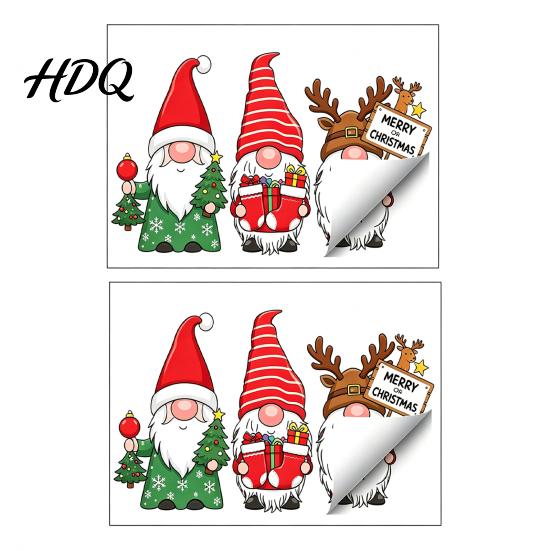 Indoor Outdoor Decor Christmas Gnome Static Window Sticker PVC Waterproof Clings Cartoon Glass Stickers Decals Cute Faceless Dwarf for Home