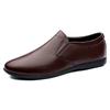 Men Casual Shoes Men's Genuine Leather Fashionable Breathable Peas Shoes Trend Black All-match Wear-resistant Flat Shoes