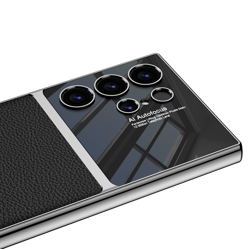 Samsung S24 Mobile Phone Case S24u Leather Case S24ultra Electroplating Plain Leather Mobile Phone Case S24